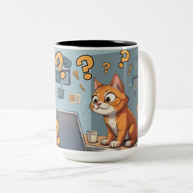 Programmer Cat Humour Code, Cats, Coffee – Repeat Two-Tone Coffee Mug (Front Right)