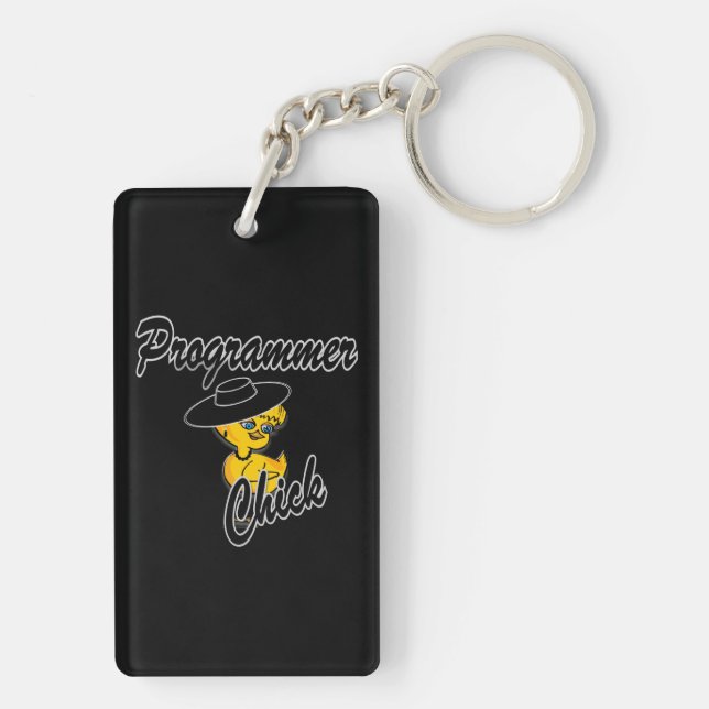Programmer Chick #4 Keychain (Back)