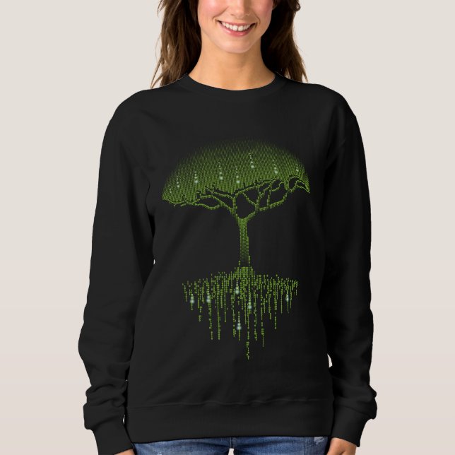 Programmer Code Binary Coding Computer Hacker Tree Sweatshirt (Front)