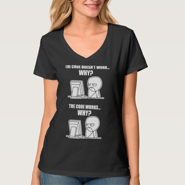 Programmer  Code Works Why Meme T-Shirt (Front)
