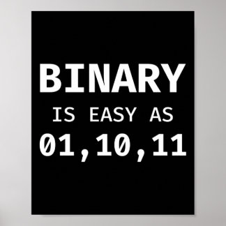 Programmer Coding Binary Is As Easy As 01 10 11 Poster