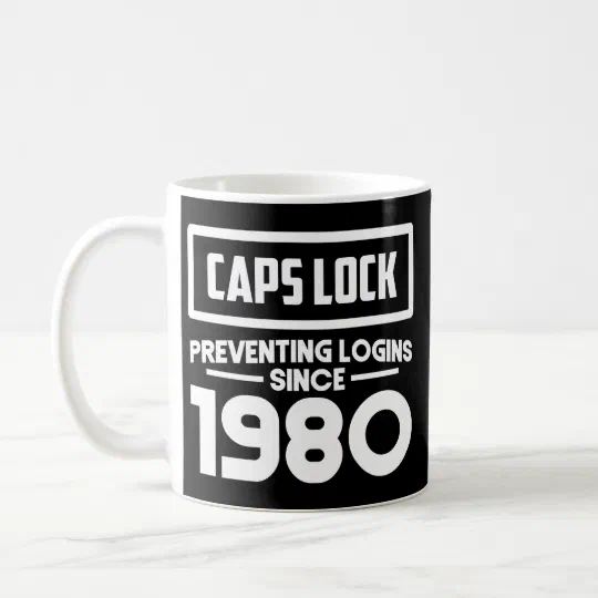 Programmer Coding Caps Lock Preventing Logins Coffee Mug