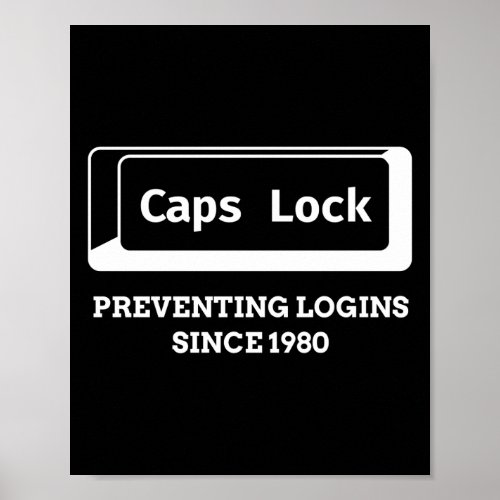 Programmer Coding Caps Lock Preventing Logins Poster