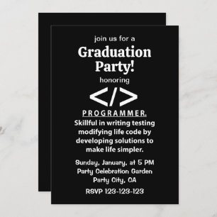 Programmer Coding Developer Programmer Graduation Invitation