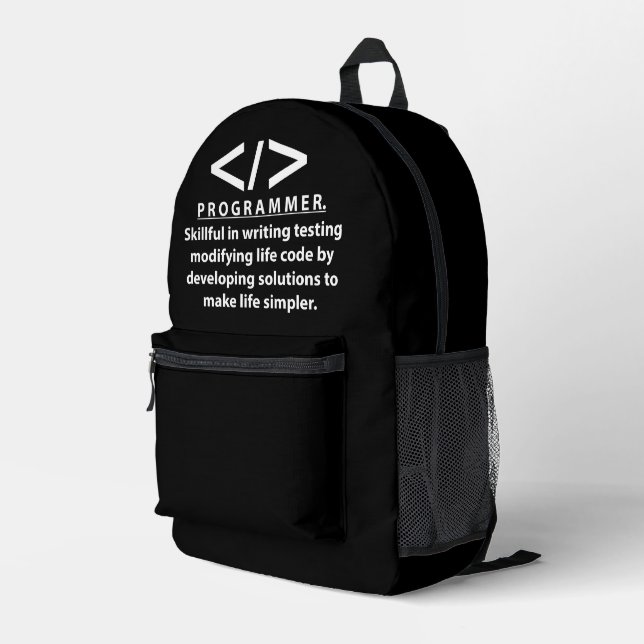 Programmer Coding Developer Programmer Printed Backpack (Back Corner Right)