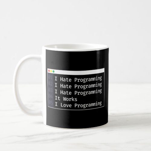 Programmer Coding I Hate Programming I Love Coffee Mug
