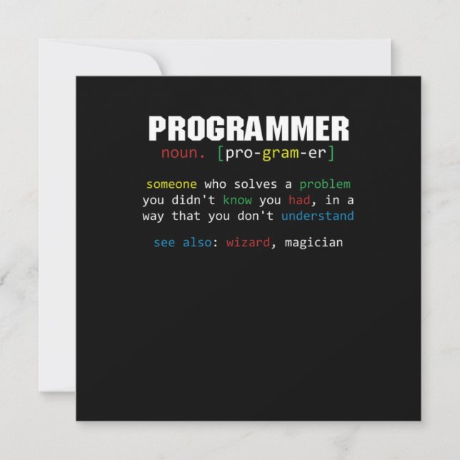 Programmer Definition Coder Programming Coding Gif Invitation (Front)