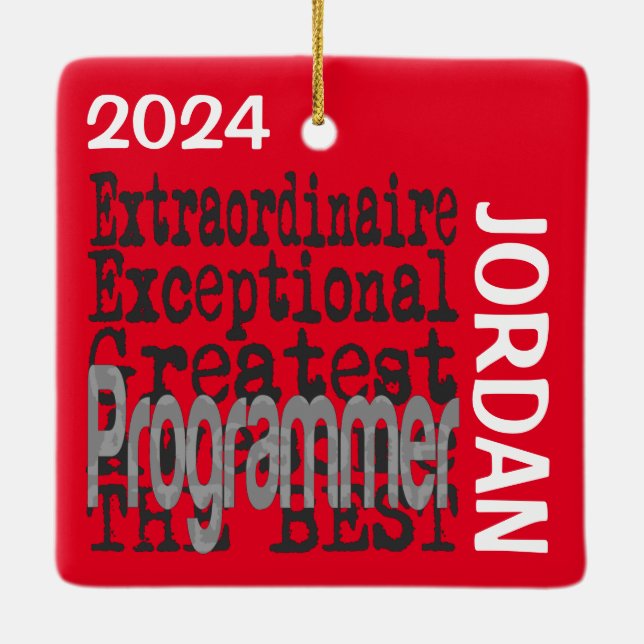 Programmer Extraordinaire CUSTOM Ceramic Ornament (Back)