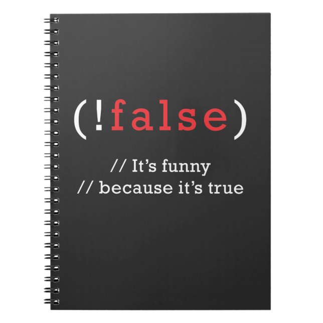Programmer !False True Code Programming Coding Notebook (Front)