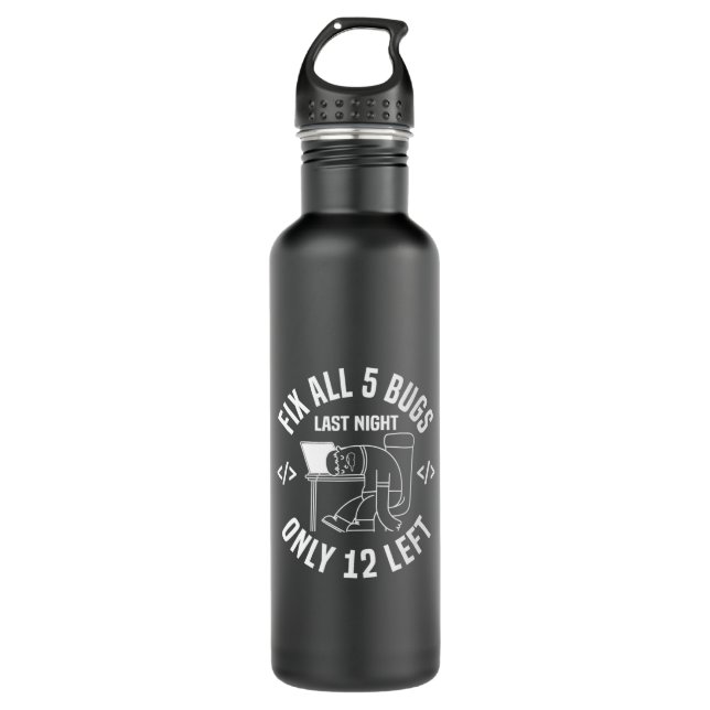 Programmer Fix All 5 Bugs Stainless Steel Water Bottle (Front)