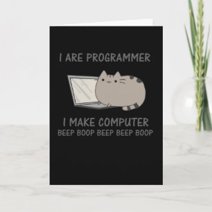 Programmer Funny Cat Computer Nerd Card