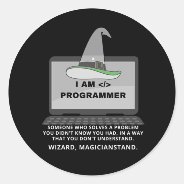 Programmer Funny Definition Classic Round Sticker (Front)