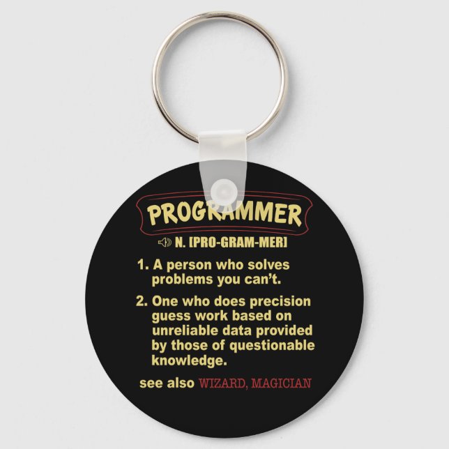 Programmer Funny Dictionary Definition T Shirt Keychain (Front)