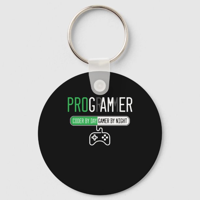Programmer Gamer Gaming Coder Developer PC IT Gift Keychain (Front)