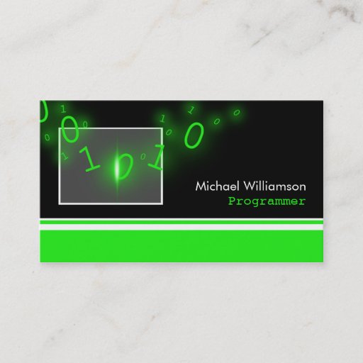 Customizable Programmer Green 1's and 0's Business Cards