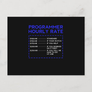 Programmer Hourly Rate Programming Coding Coder Gi Postcard