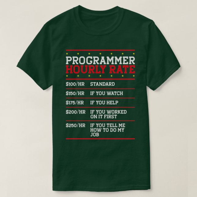 Programmer Hourly Rate Support Coder Labor IT T-Shirt (Design Front)