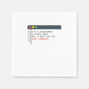 Programmer HTML Computer Coder Coding Programming Napkins