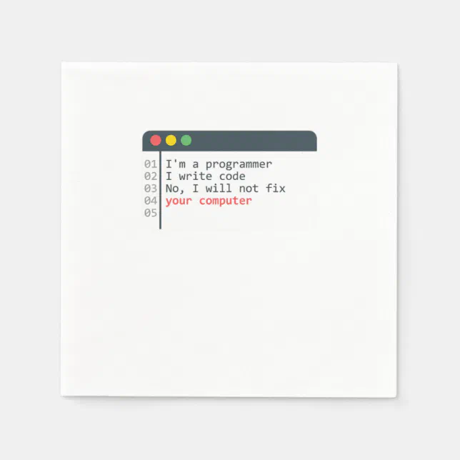 Programmer HTML Computer Coder Coding Programming Napkins | Zazzle