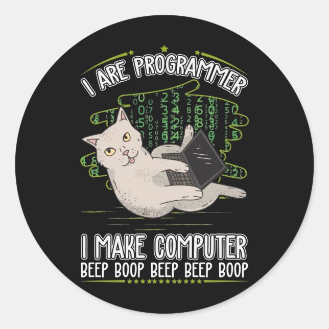 Programmer humor computer science classic round sticker (Front)