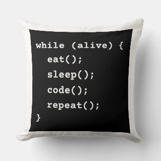 Programmer Life Cycle Loop (while loop) Throw Pillow