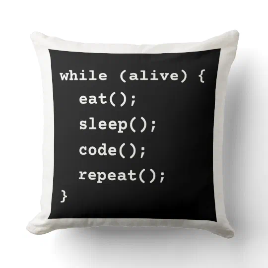 Programmer Life Cycle Loop (while loop) Throw Pillow Programmer Life Cycle Loop (while loop) Throw Pillow