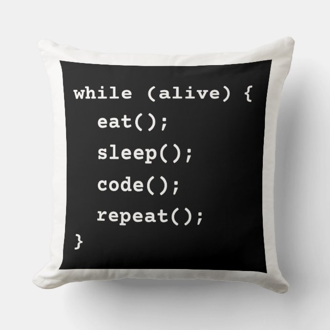 Programmer Life Cycle Loop (while loop) Throw Pillow (Front)