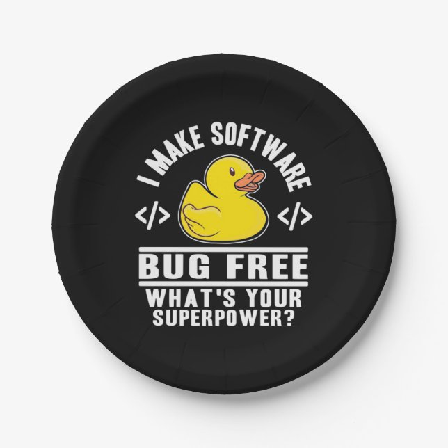 Programmer Make Software Bug Free Paper Plates (Front)