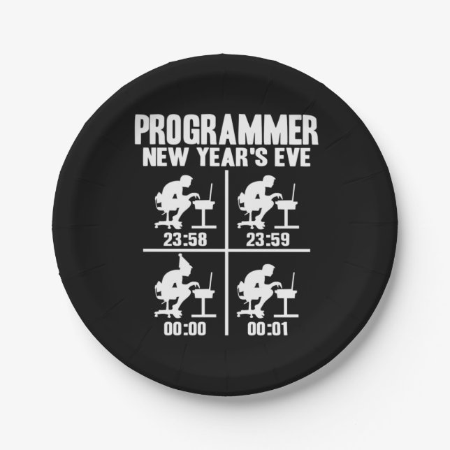 Programmer New Year's Ever Paper Plates (Front)