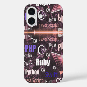 Programmer Pattern Pink iPhone 16 Case