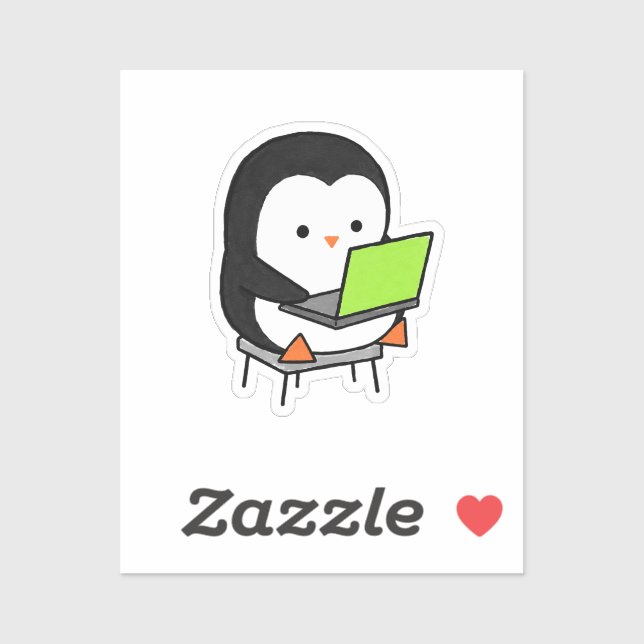 Programmer Penguin Working Hard Laptop Sticker (Sheet)