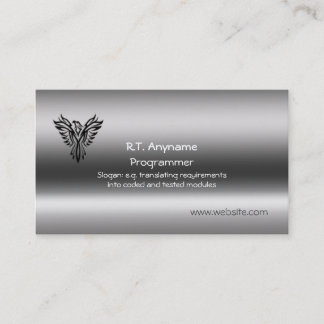Programmer, Phoenix, black on brushed steel effect Business Card