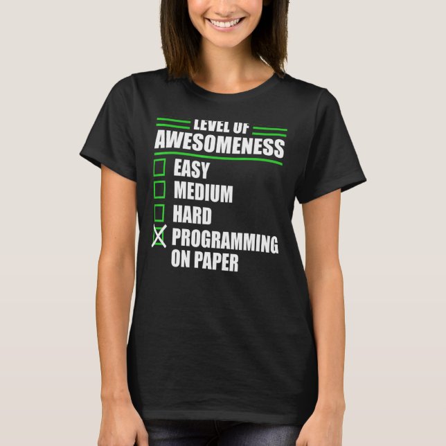 Programmer Programming On Paper Computer Science T-Shirt (Front)