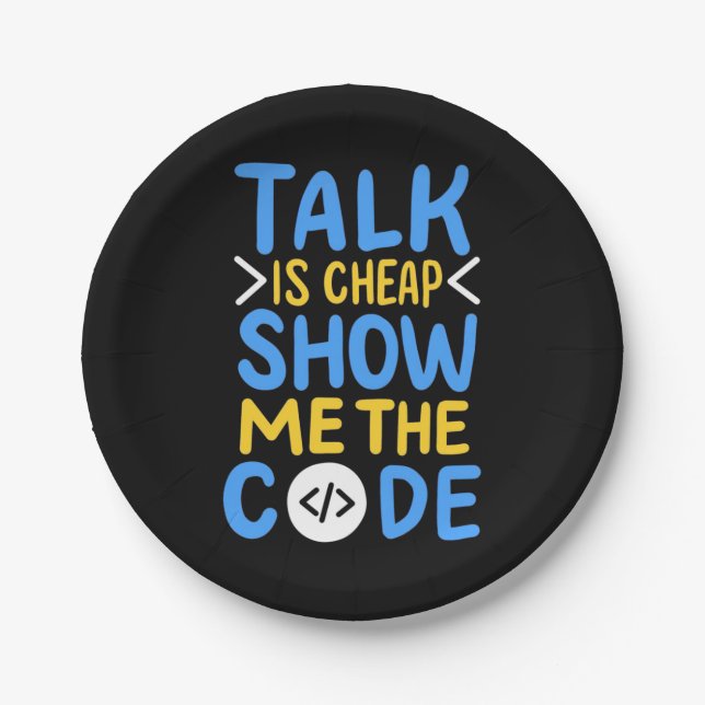 Programmer Show Me The Code Paper Plates (Front)