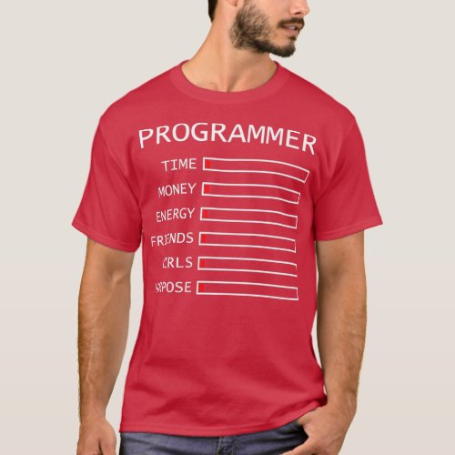 Programmer Status bar time money friend T_Shirt