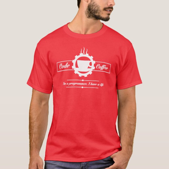 programmer t-shirt: code and coffee T-Shirt (Front)