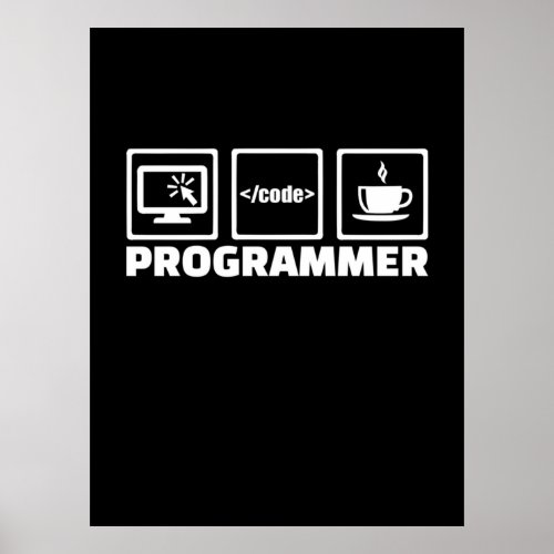 Programmer Write Code And Drink Coffee Poster