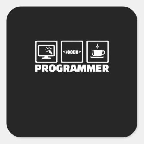 Programmer Write Code And Drink Coffee Square Sticker
