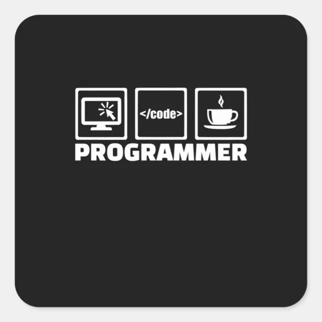 Programmer Write Code And Drink Coffee Square Sticker | Zazzle
