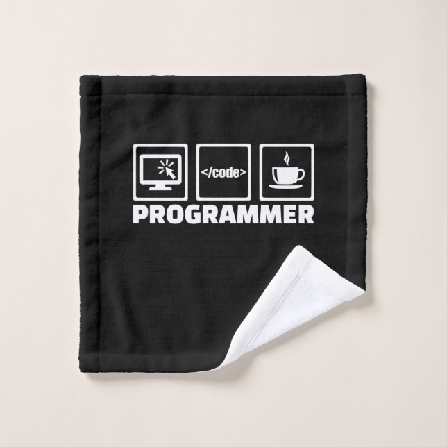 Programmer Write Code And Drink Coffee Wash Cloth (Wash Cloth)
