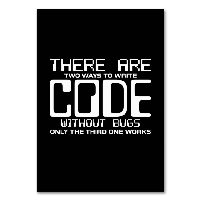 Programmer Write Code Without Bugs Table Number (Front)