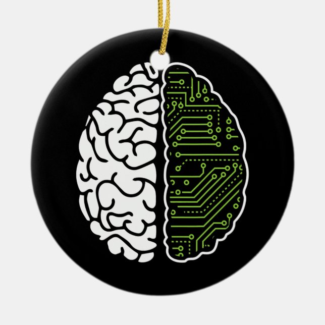 Programming Brain Chip Software Engineer Ai Ceramic Ornament (Front)