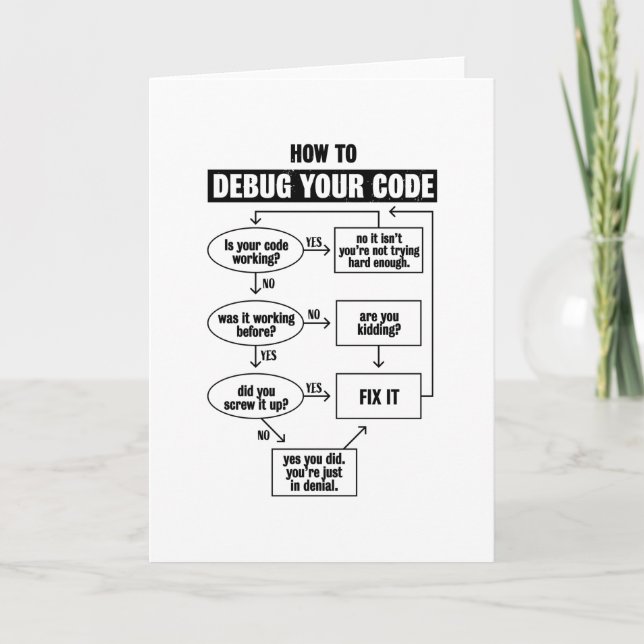 Programming Code Coding Funny Debug Gift Card (Front)