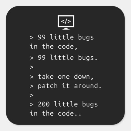 Programming Debugging Code Funny Gift Square Sticker