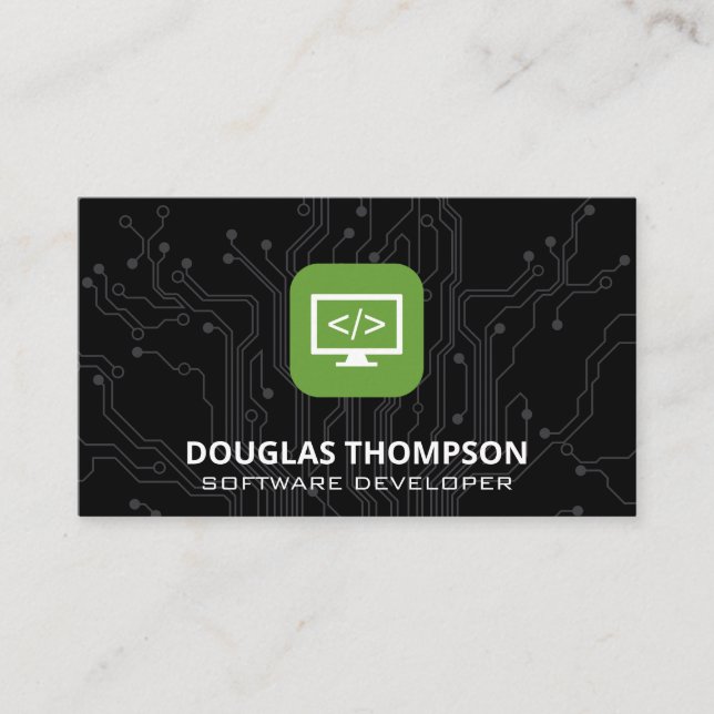 Programming Icon | Circuit Board Business Card (Front)