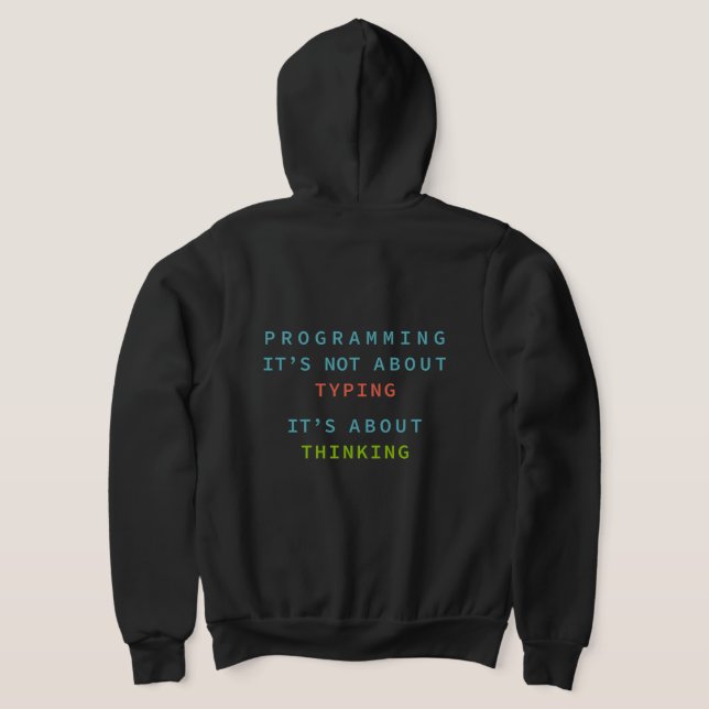 Programming Is Thinking, Not Typing – Developer Hoodie (Laydown Back)