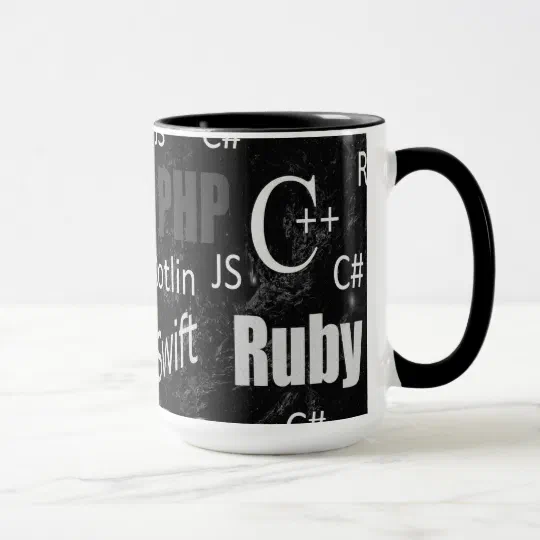 Programming Languages Black and White Pattern Mug Programming Languages Black and White Pattern Mug