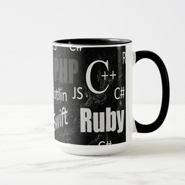 Programming Languages Black and White Pattern Mug (Right)
