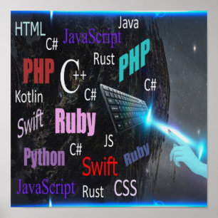 Programming Languages Colorful Pattern Poster