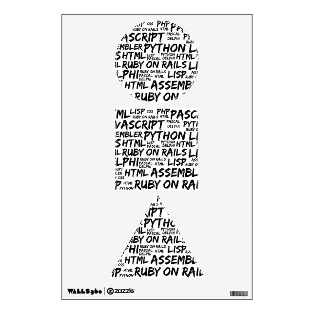 Programming Languages, Computer Languages, Code Wall Decal (Front)